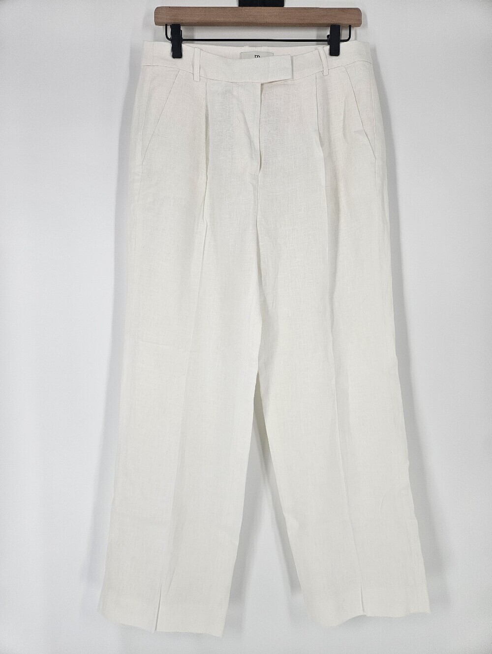 Banana Republic White Linen High Rise Relaxed Fit Straight Leg Pants